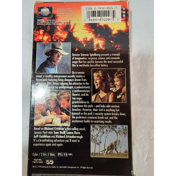 Jurrassic Park VHS Tape Excellent Condition 1993 Color 2 Hours - Picture 2 of 3